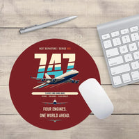 Thumbnail for Boeing 747-400 design on dark red round mouse pad