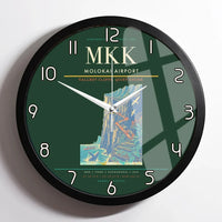 Thumbnail for Molokai Airport (MKK) design on dark green framed wall clock