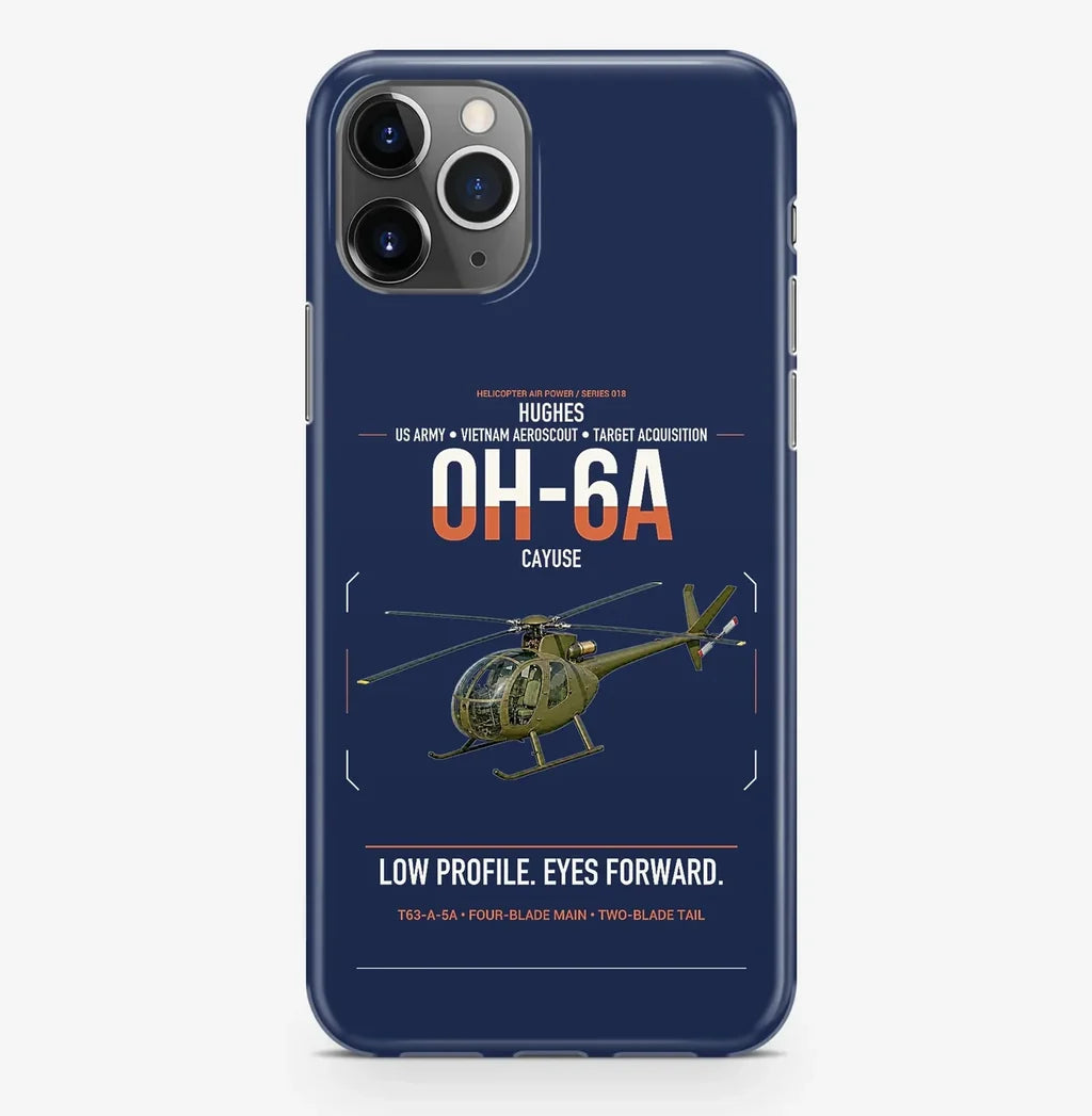 Hughes OH-6A Cayuse design on navy blue magsafe iphone case, for iPhone Pro Max