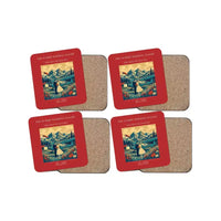 Thumbnail for The Summit Wedding Flight - Designed Coasters design on red 4-pieces-set