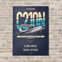Thumbnail for Cessna T210N Centurion vertical canvas print - no frame - navy blue background