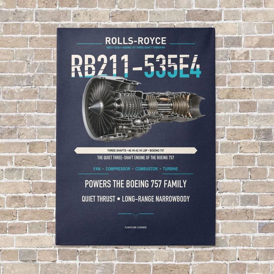 RB211-535E4 vertical canvas print - no frame - navy blue background