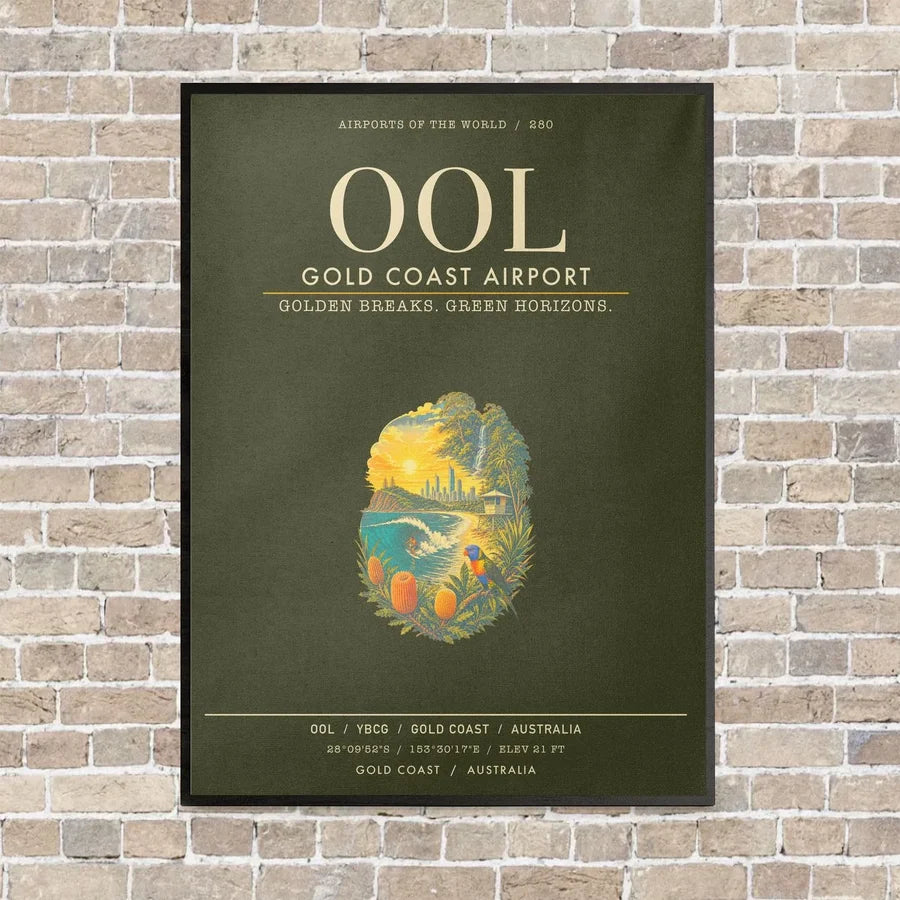 Gold Coast Airport OOL - Canvas Framed - Green Army