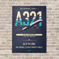 Thumbnail for Airbus A321 vertical canvas print - no frame - navy blue background