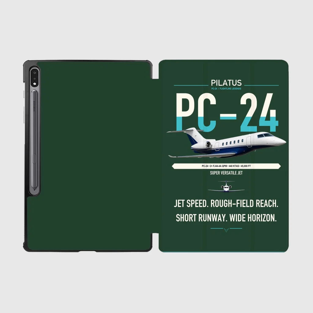 Pilatus PC-24 design on dark green samsung tablet tablet case