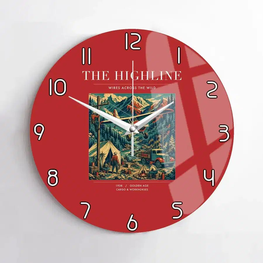 VINTAGE G4051 - The Highline - Designed Wall Clocks design on red no-frame