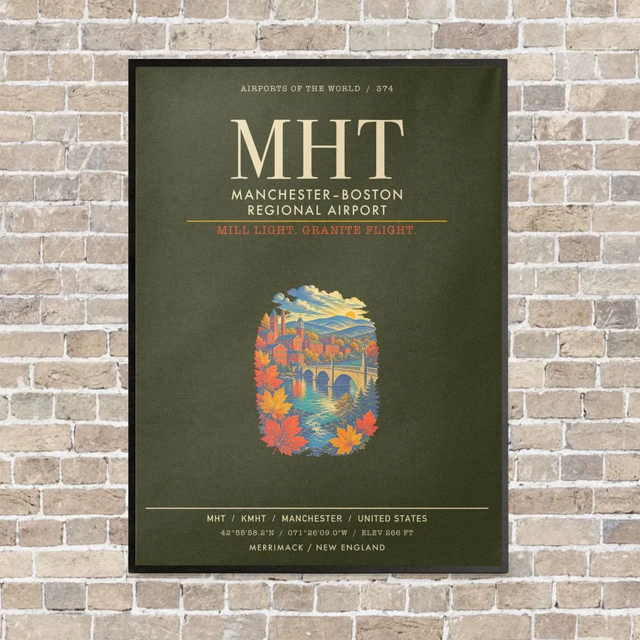 ManchesterBoston Regional Airport MHT - Canvas Framed - Green Army