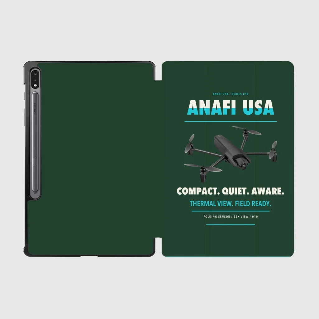 Parrot ANAFI USA design on dark green samsung tablet tablet case