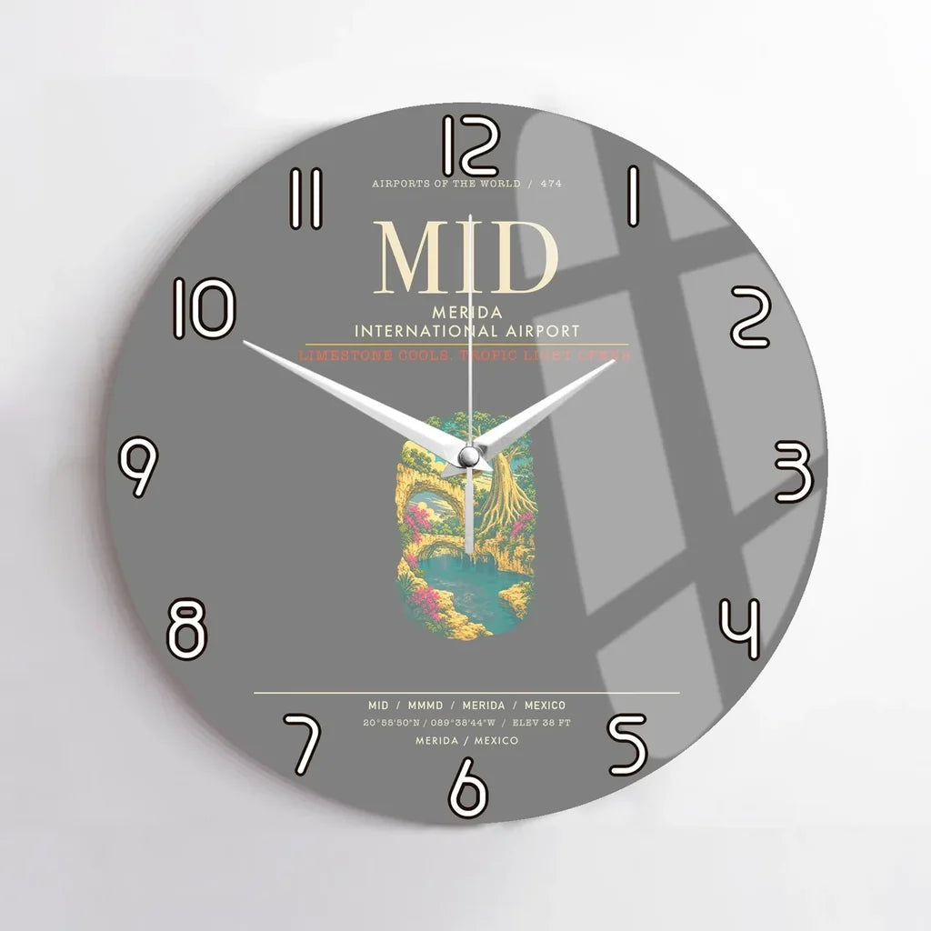Merida International Airport MID Wall-Clock No-Frame - Gray