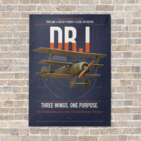 Thumbnail for Fokker Dr.I vertical canvas print - no frame - navy blue background