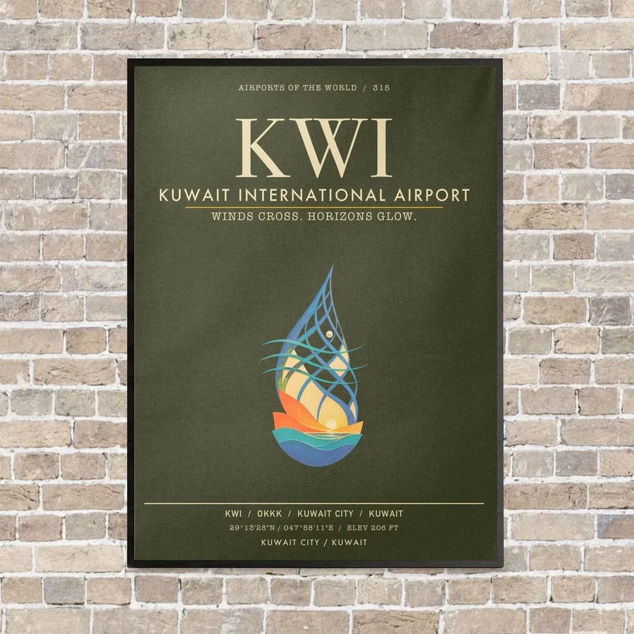 Kuwait International Airport KWI - Canvas Framed - Green Army