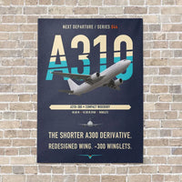 Thumbnail for Airbus A310-300 vertical canvas print - no frame - navy blue background