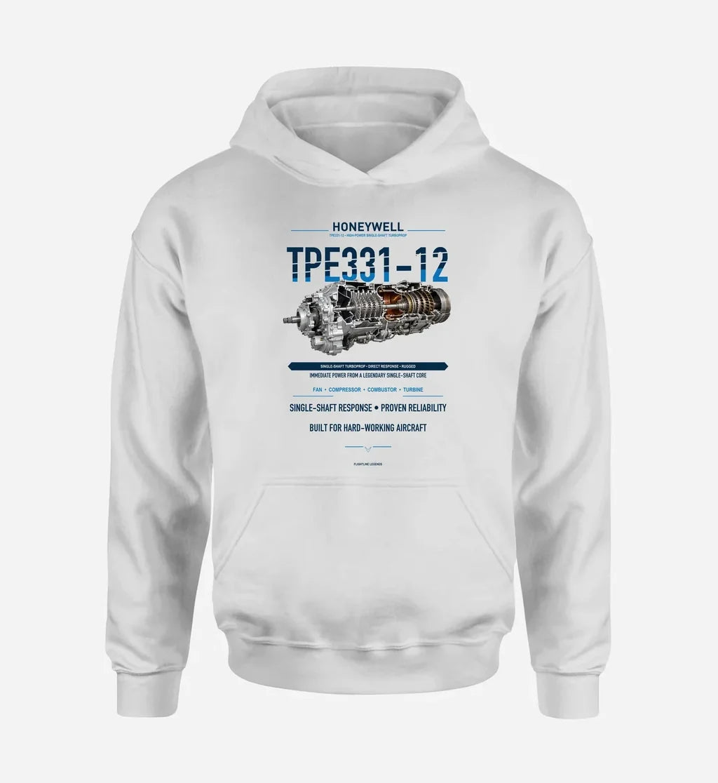 TPE331-12 design on white hoodie single side
