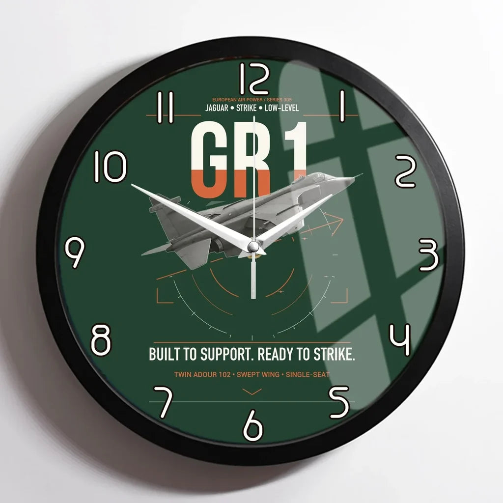SEPECAT Jaguar GR1 design on dark green framed wall clock