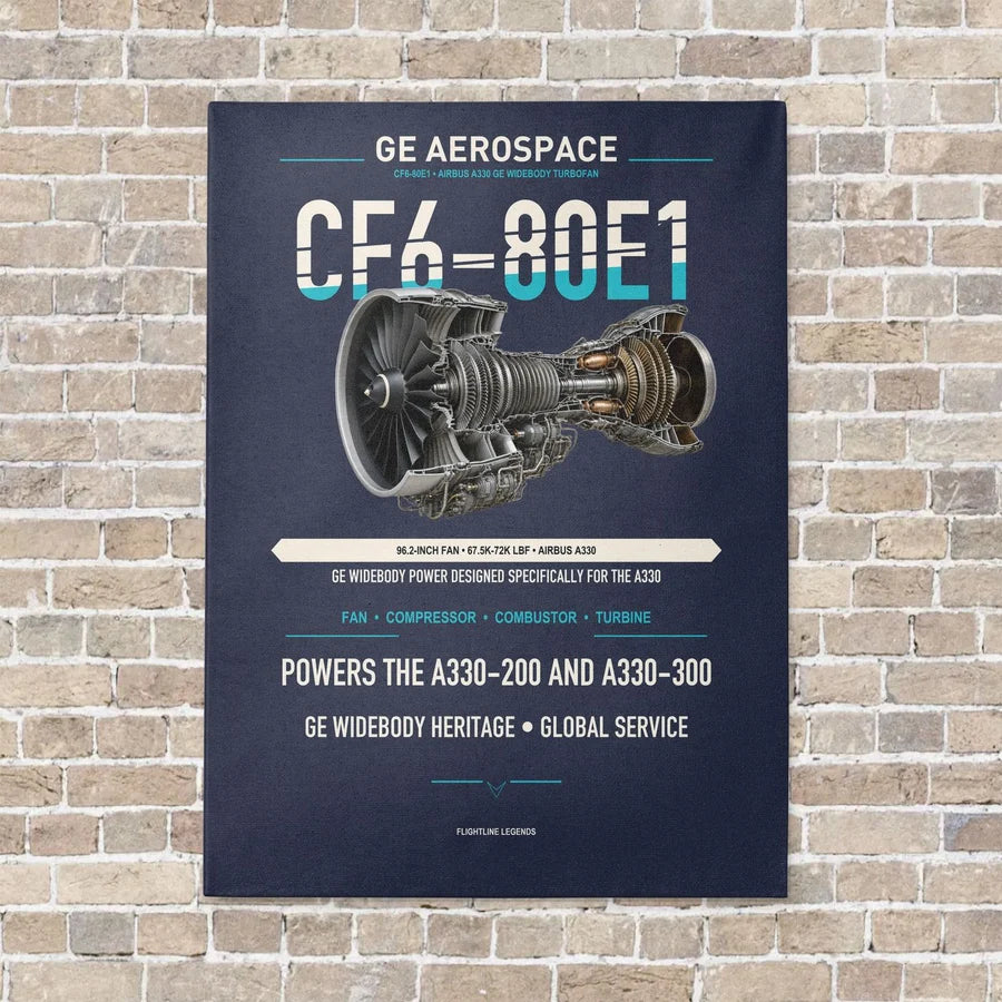 CF6-80E1 vertical canvas print - no frame - navy blue background