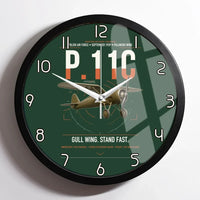 Thumbnail for PZL P.11c design on dark green framed wall clock