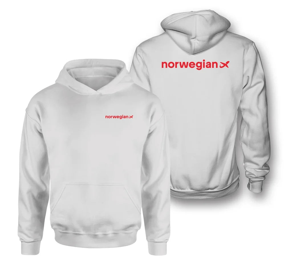 Norwegian Airlines logo on white double side hoodie