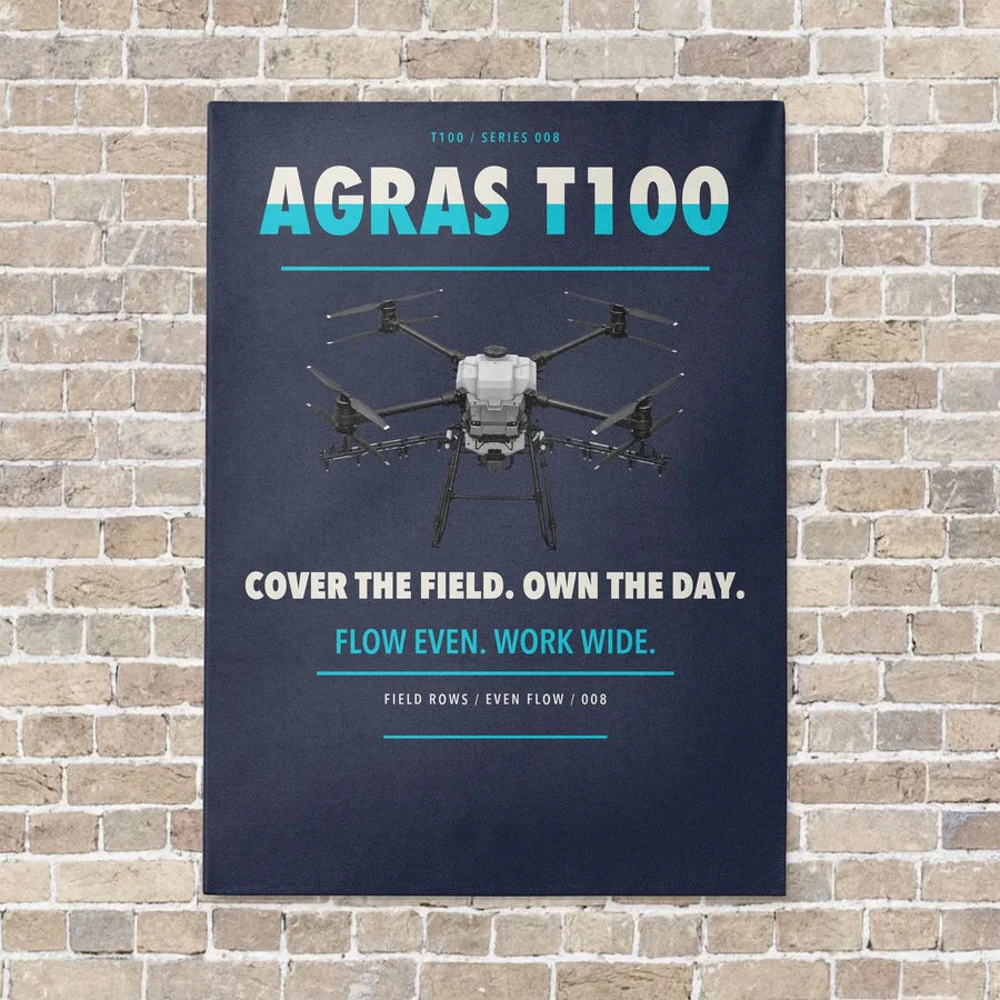 DJI Agras T100 vertical canvas print - no frame - navy blue background