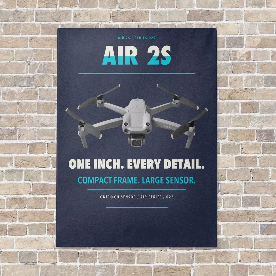 DJI Air 2S vertical canvas print - no frame - navy blue background