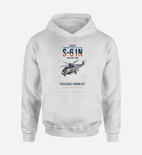 Thumbnail for Sikorsky S-61N design on white double-side hoodie, single-side print