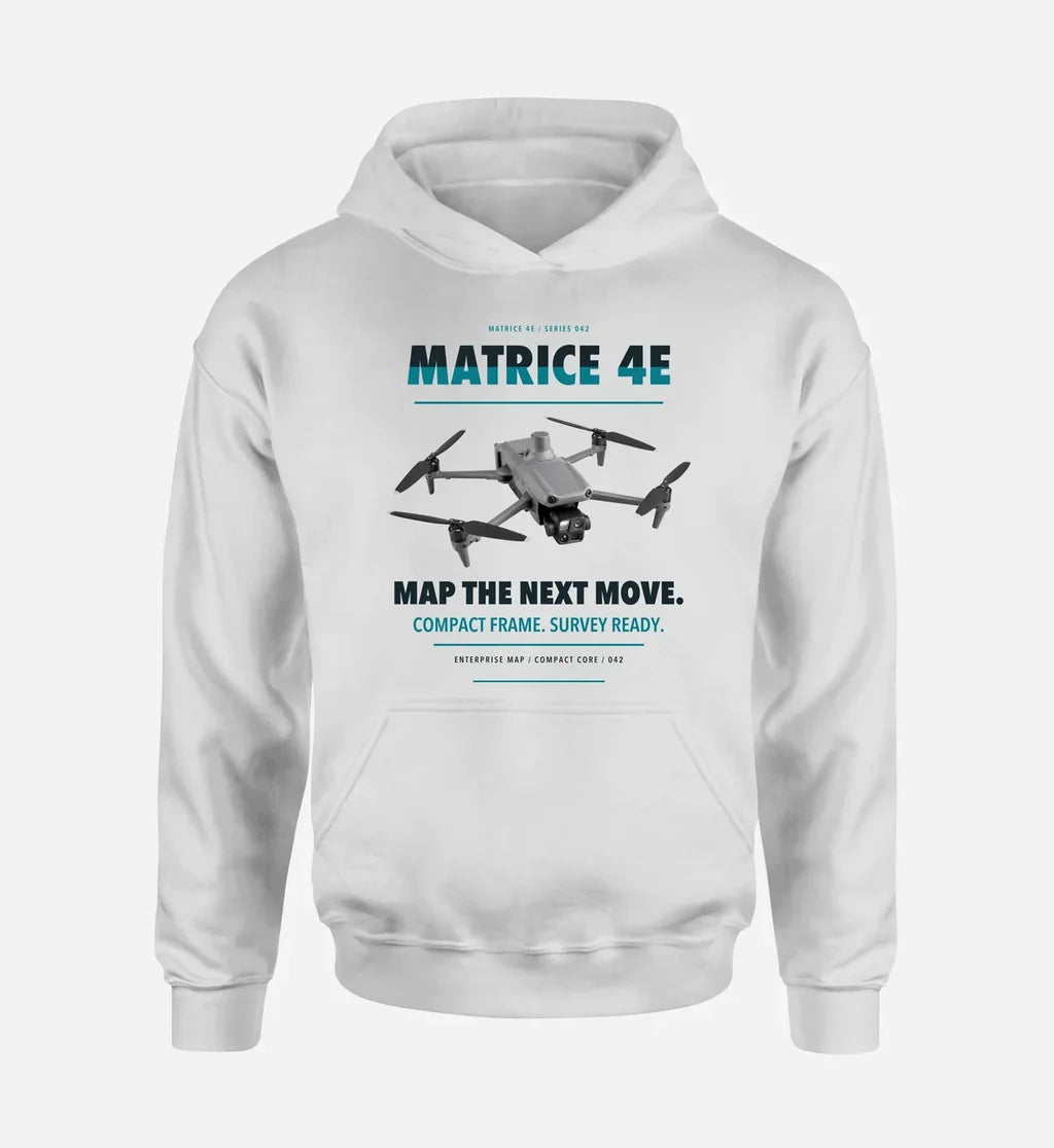 DJI Matrice 4E design on white hoodie single side
