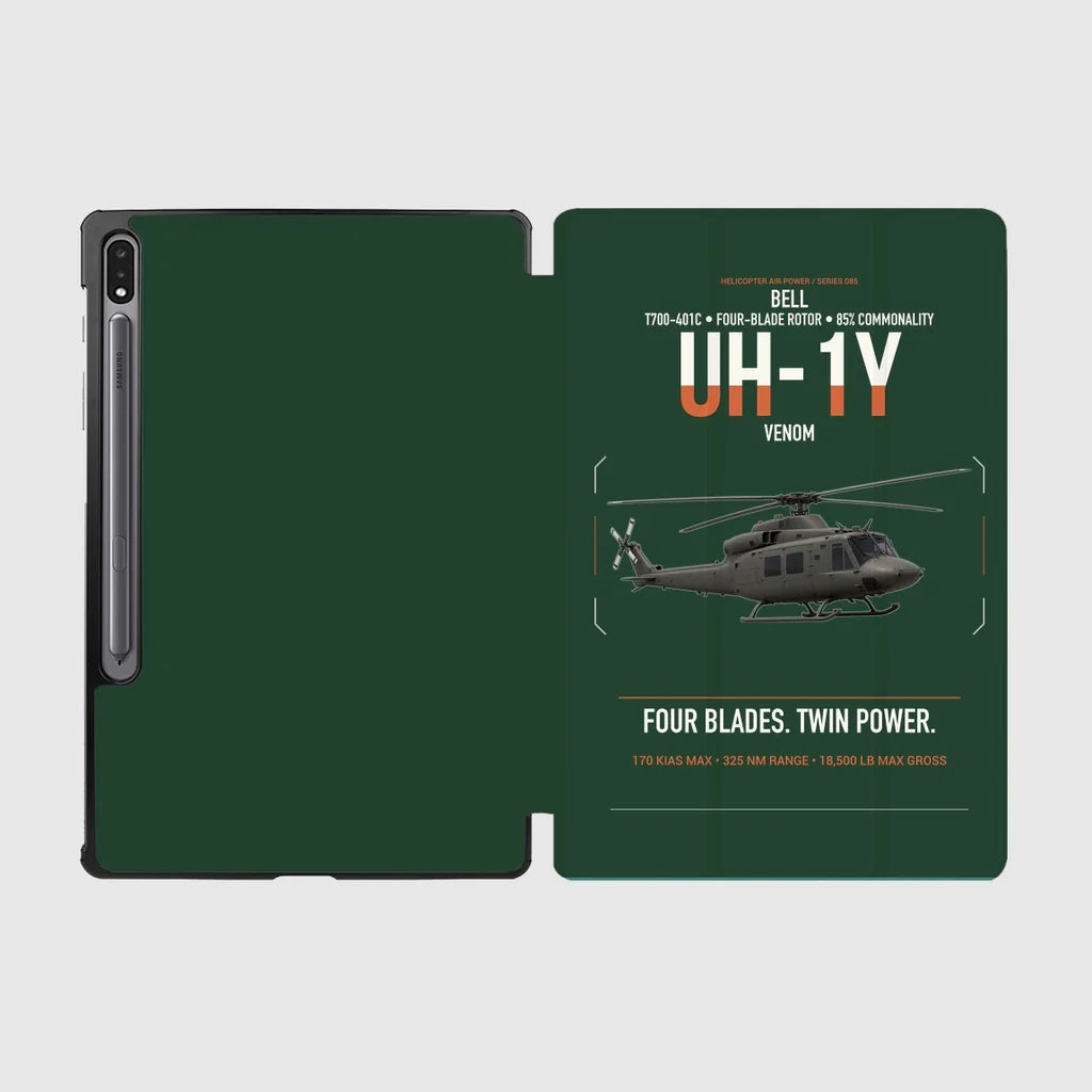 Bell UH-1Y Venom design on dark green samsung tablet tablet case