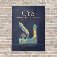 Thumbnail for Cheyenne Regional Airport CYS vertical canvas print - no frame - navy blue background