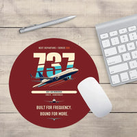 Thumbnail for Boeing 737-800 NG design on dark red round mouse pad