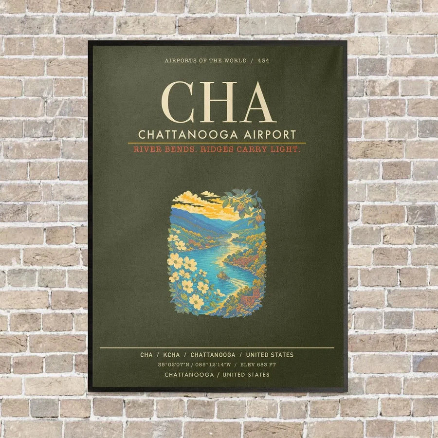 Chattanooga Airport CHA - Canvas Framed - Green Army