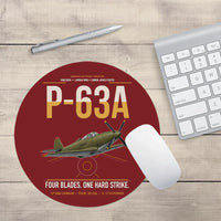 Thumbnail for P-63A Kingcobra design on dark red round mouse pad