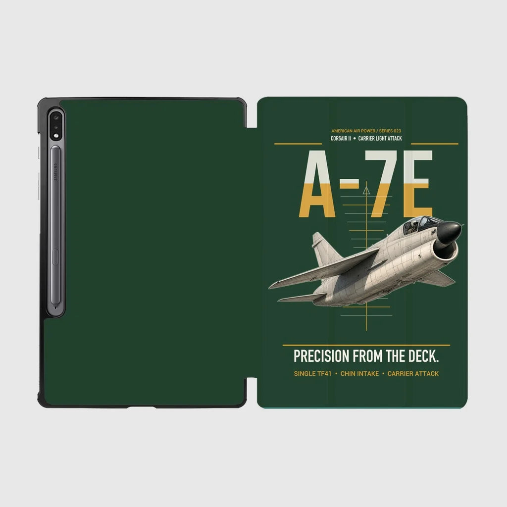 A-7E Corsair II design on dark green samsung tablet tablet case