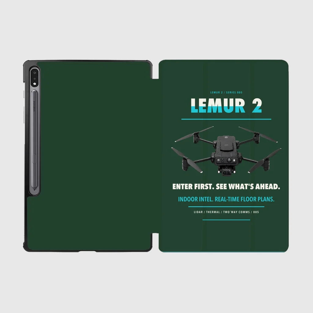 BRINC LEMUR 2 design on dark green samsung tablet tablet case
