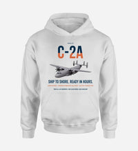 Thumbnail for C-2A Greyhound design on white double-side hoodie, single-side print
