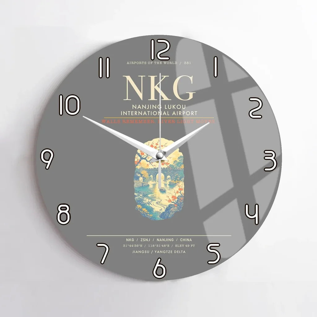 Nanjing Lukou International Airport NKG Wall-Clock No-Frame - Gray