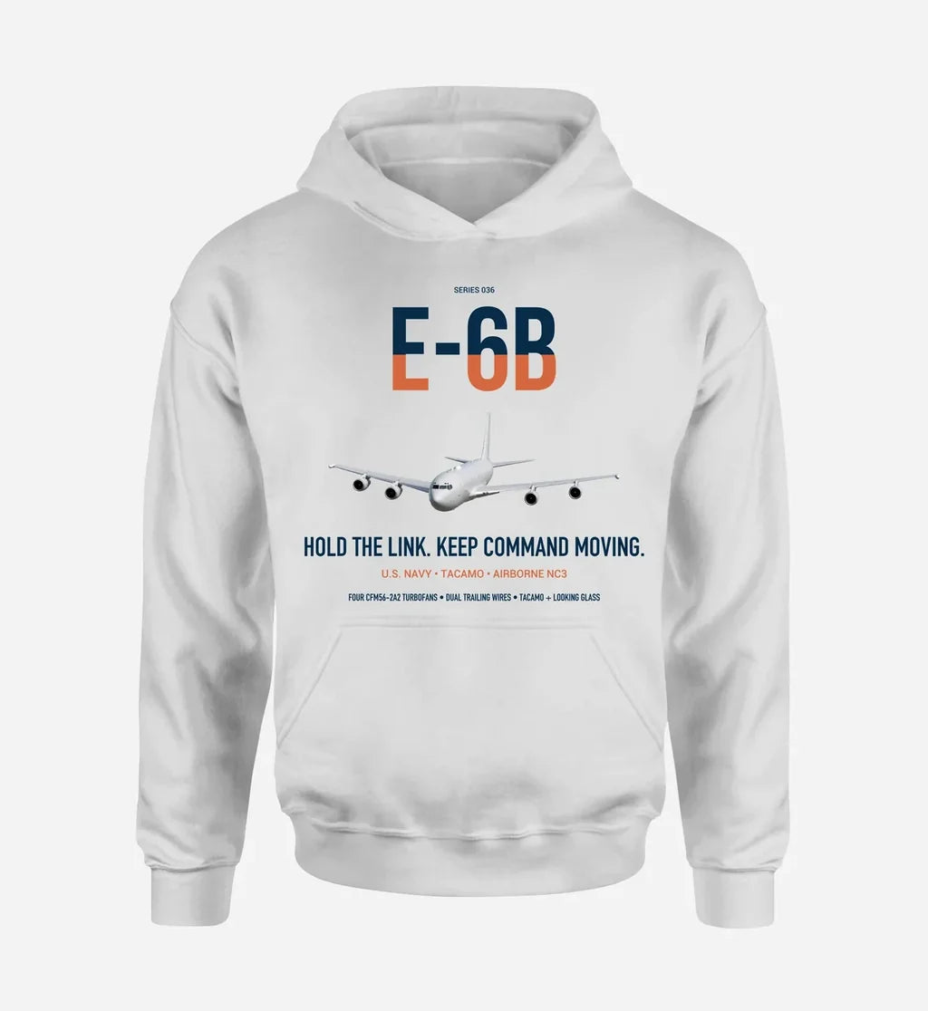 E-6B Mercury design on white double-side hoodie, single-side print
