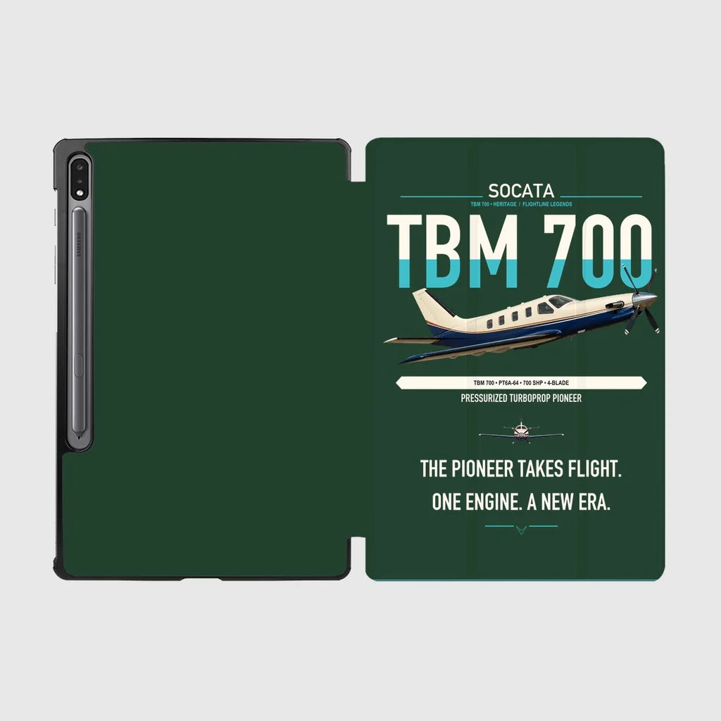 Socata TBM 700 design on dark green samsung tablet tablet case