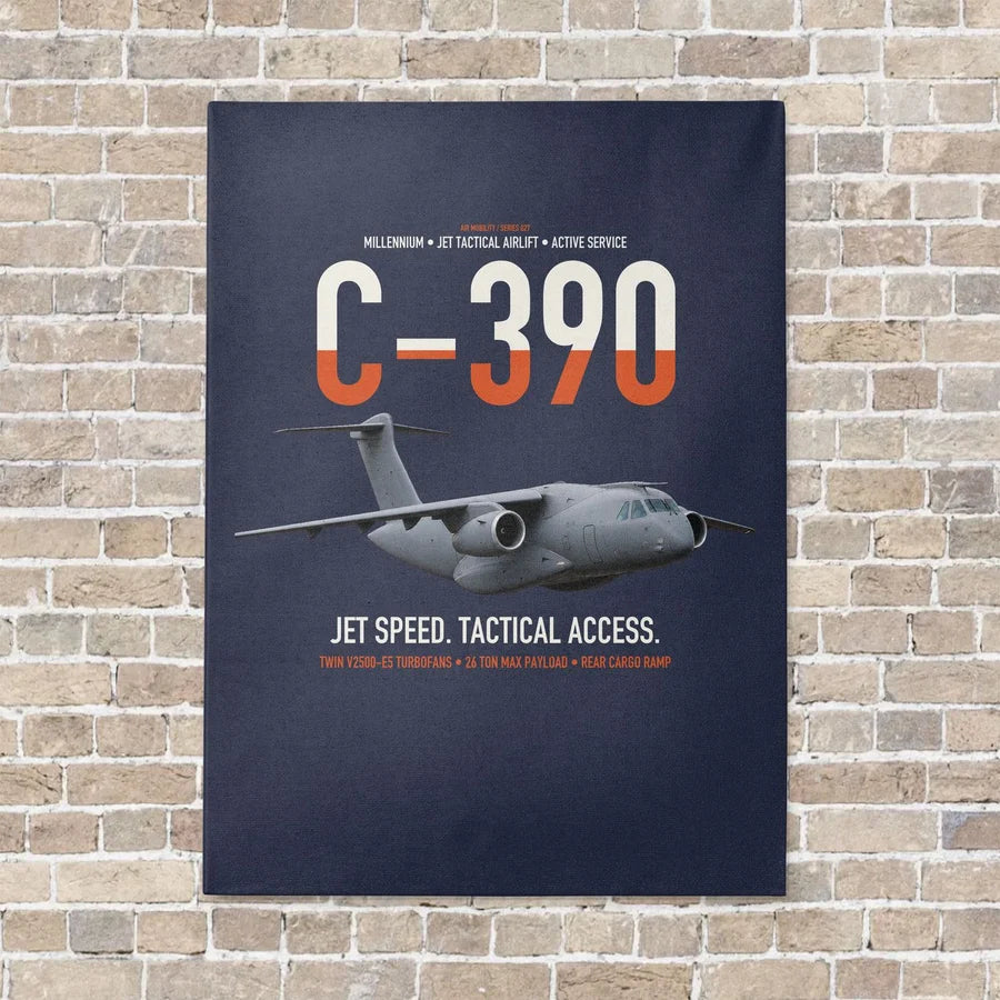 C-390 Millennium vertical canvas print - no frame - navy blue background