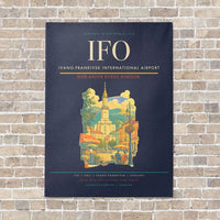Thumbnail for Ivano-Frankivsk International Airport IFO vertical canvas print - no frame - navy blue background