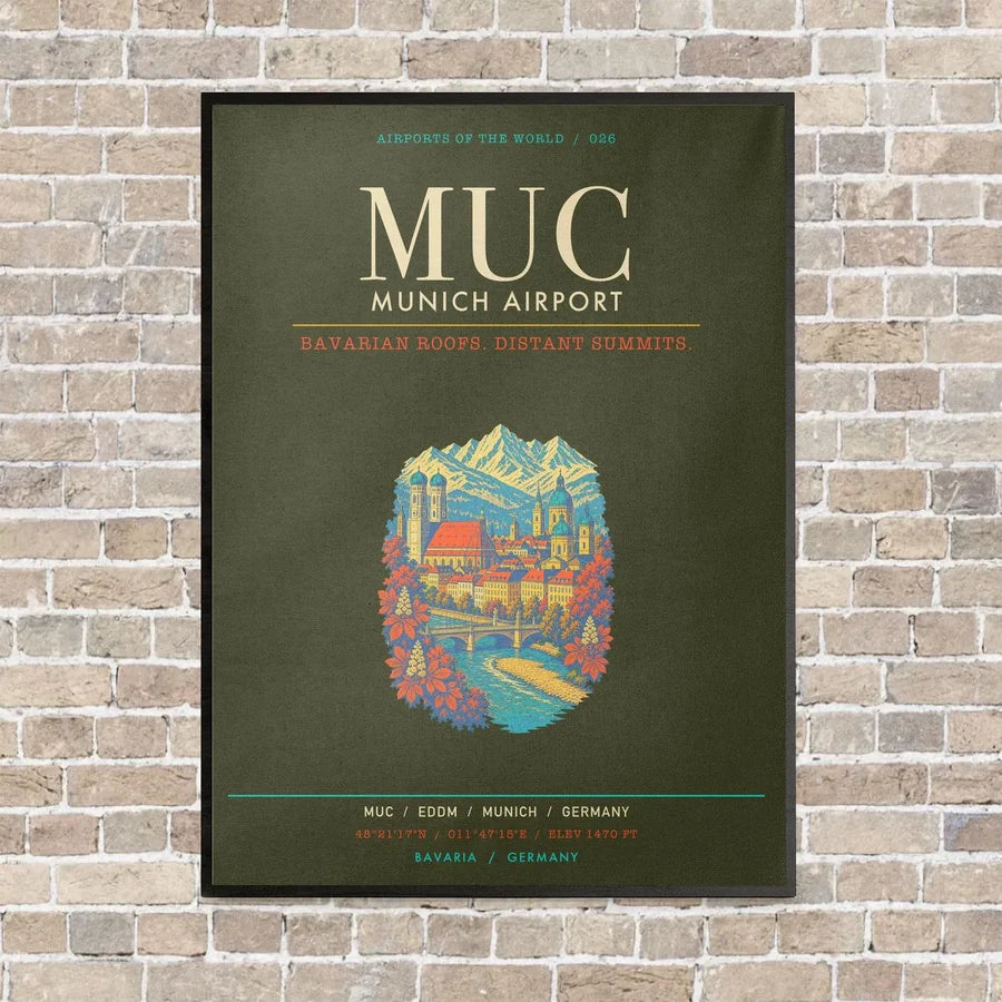 Munich Airport MUC - Canvas Framed - Green Army