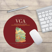 Thumbnail for Vijayawada Airport (VGA) design on dark red round mouse pad