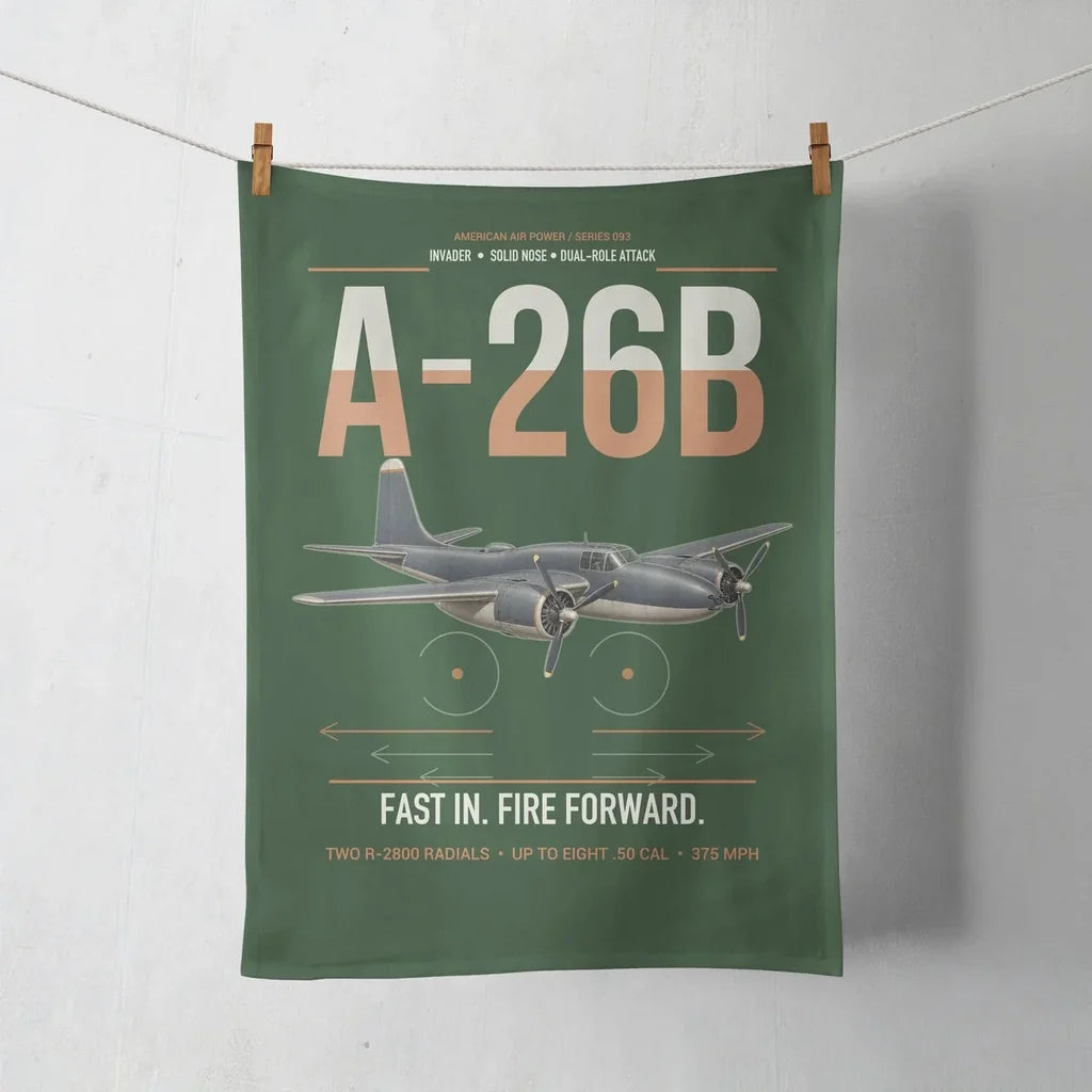 A-26B Invader design on dark green towel