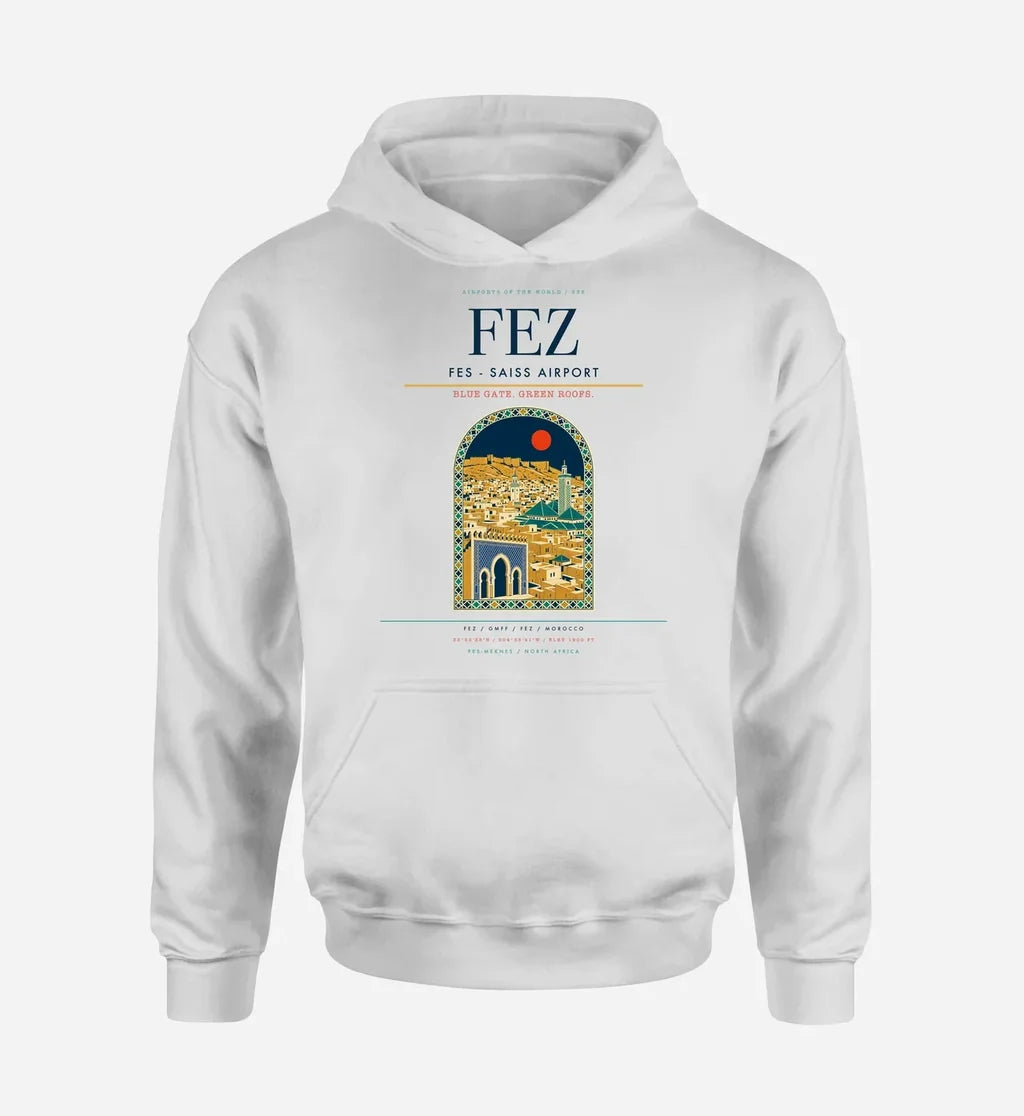 Fes (FEZ) design on white hoodie single-side print