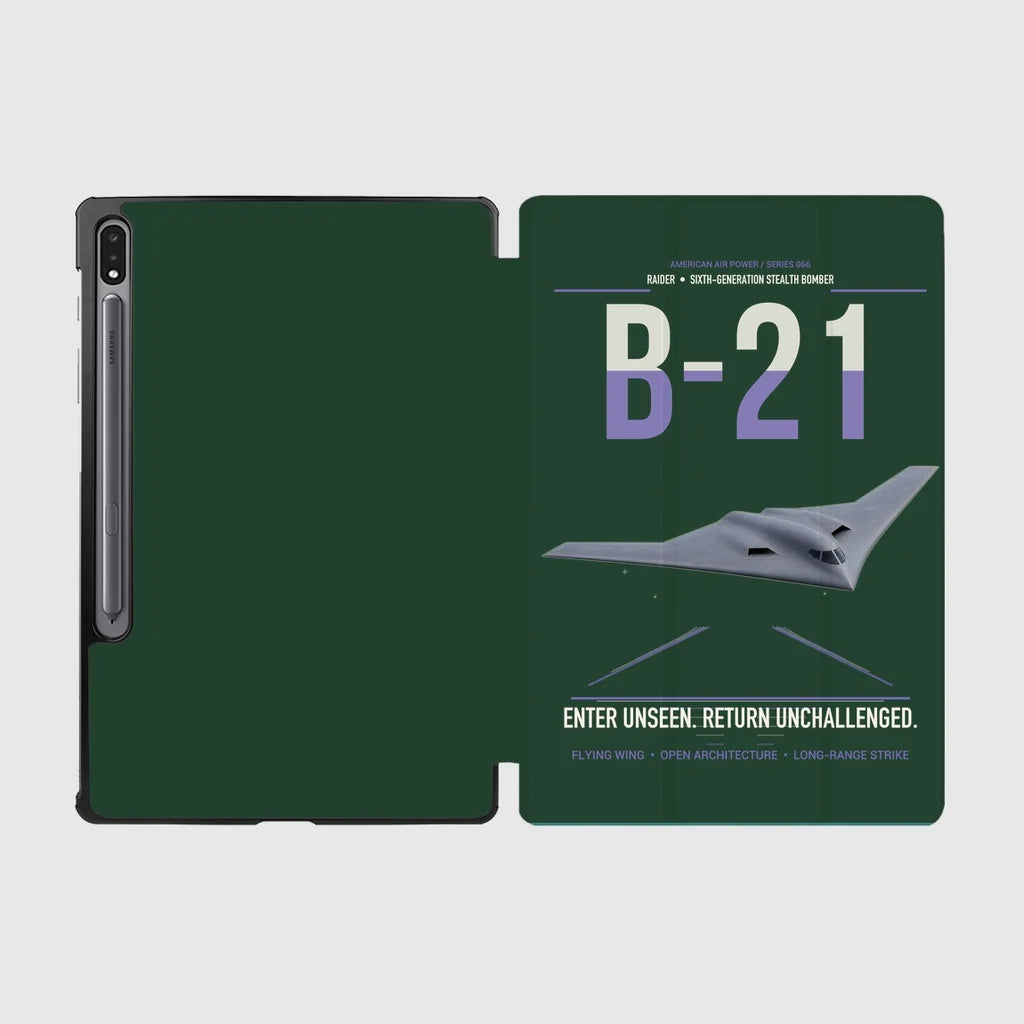 B-21 Raider design on dark green samsung tablet tablet case