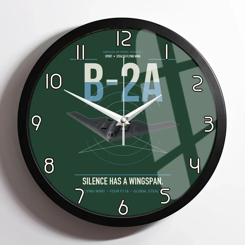 B-2A Spirit design on dark green framed wall clock