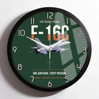 Thumbnail for F-16C Fighting Falcon One Airframe Every Mission design on dark green framed wall clock