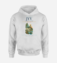 Thumbnail for Jyväskylä Airport (JYV) design on white hoodie single-side print