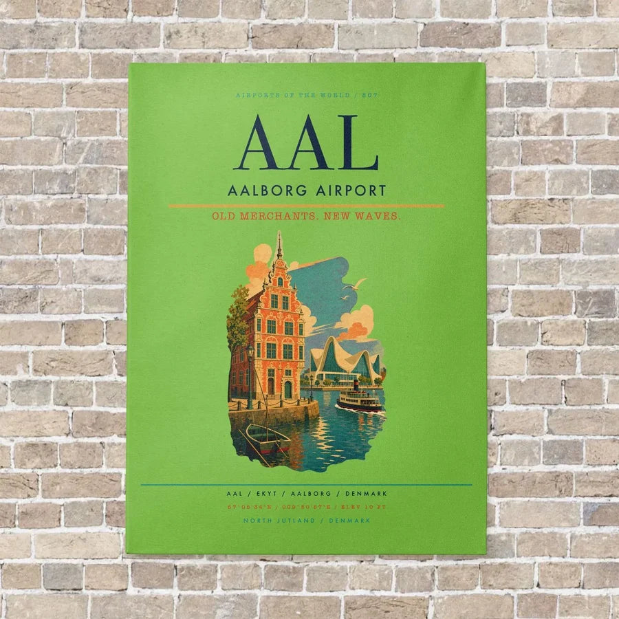 Aalborg Airport AAL - Canvas No Frame - Light Green