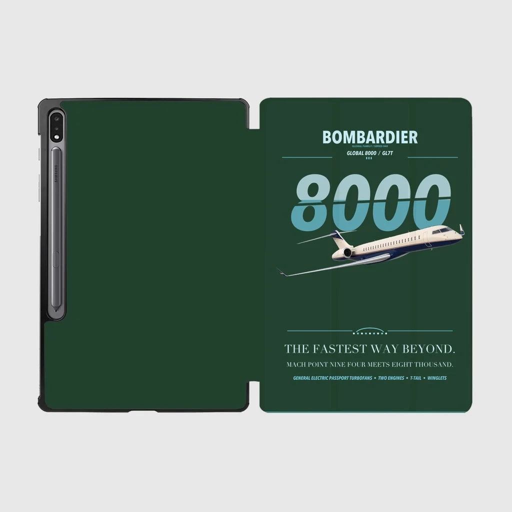 Bombardier Global 8000 design on dark green samsung tablet tablet case