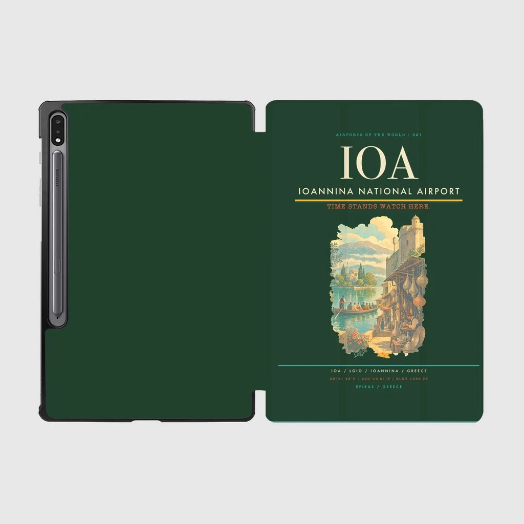 Ioannina National Airport (IOA) design on dark green samsung tablet tablet case