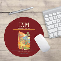 Thumbnail for Madurai Airport (IXM) design on dark red round mouse pad